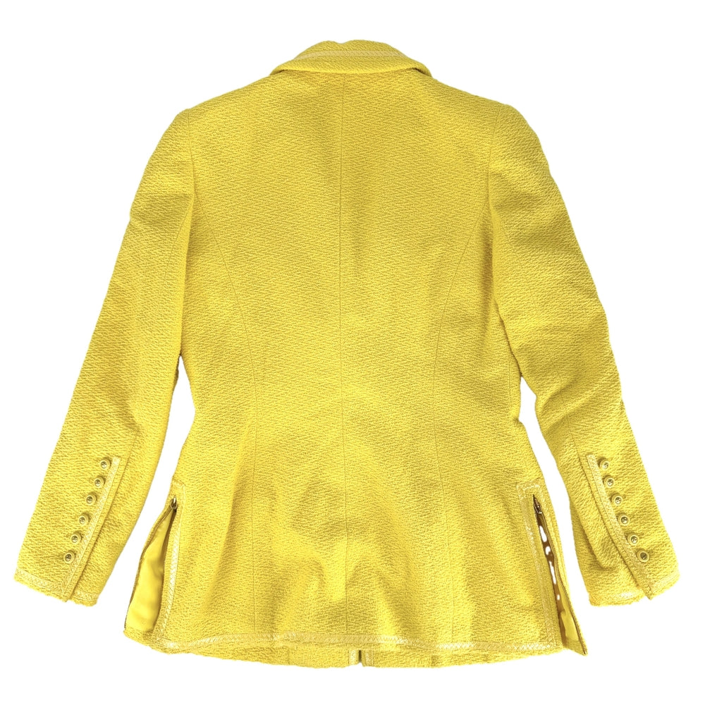 CHANEL シャネル ジャケット ジップアップ 服 アパレル アウター 40 イエロー 春 秋 コットン ウール ナイロン シルク レディース 1995年【中古品】