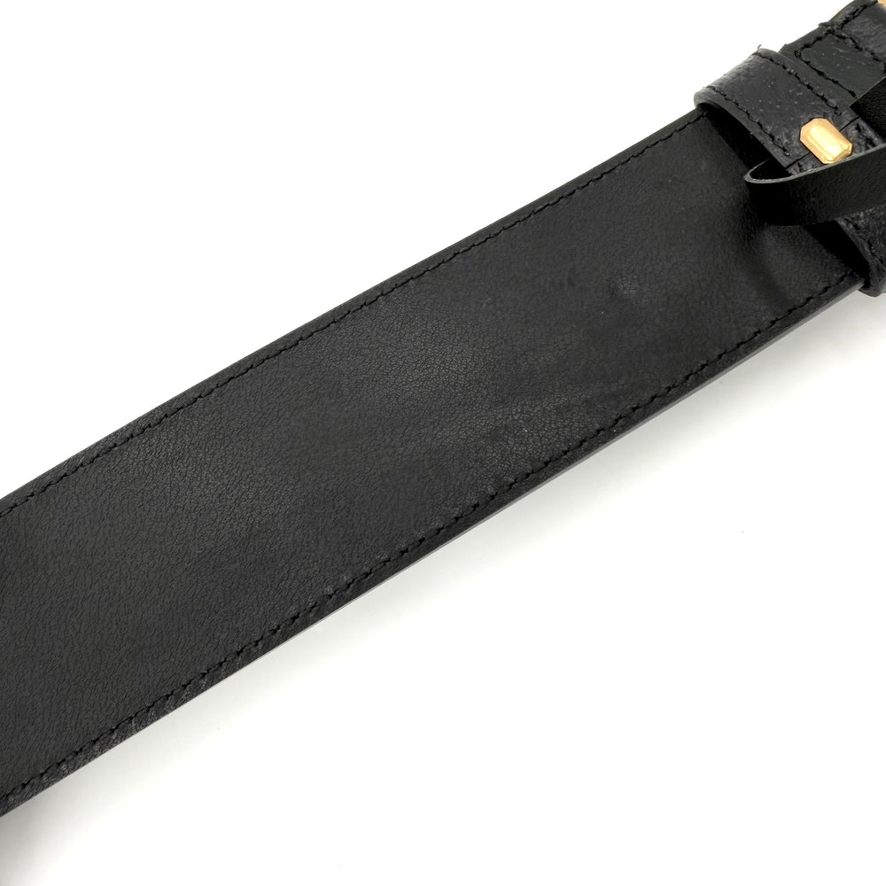 GUCCI グッチ ベルト GGマーモント ダブルGワイドベルト ファッションアイテム 406831 レザー ブラック 黒 ゴールド金具 メンズ【中古品】