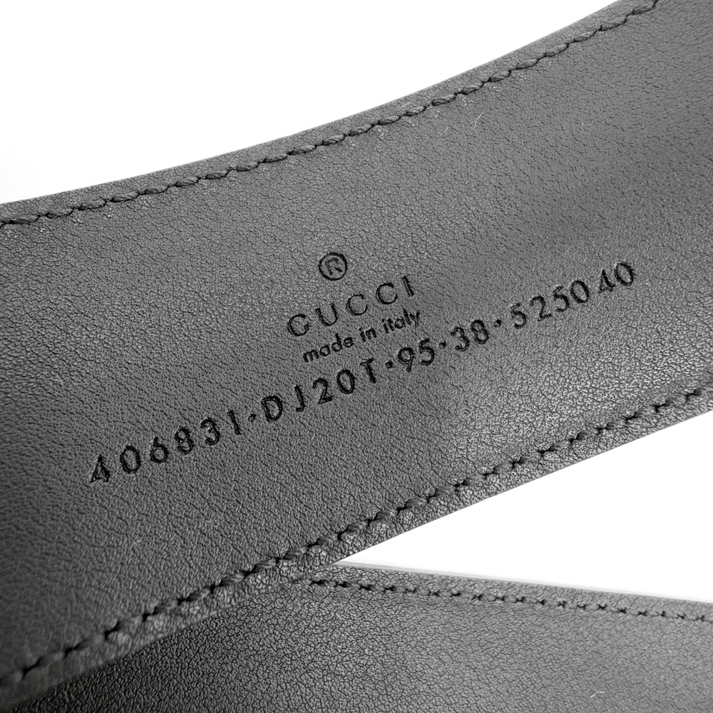 GUCCI グッチ ベルト GGマーモント ダブルGワイドベルト ファッションアイテム 406831 レザー ブラック 黒 ゴールド金具 メンズ【中古品】