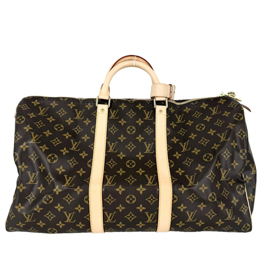 LOUIS VUITTON ルイヴィトン ボストンバッグ モノグラム キーポル50 M41426 PVCコーティングキャンバス ブラウン 茶 ゴールド金具 メンズ【中古品】