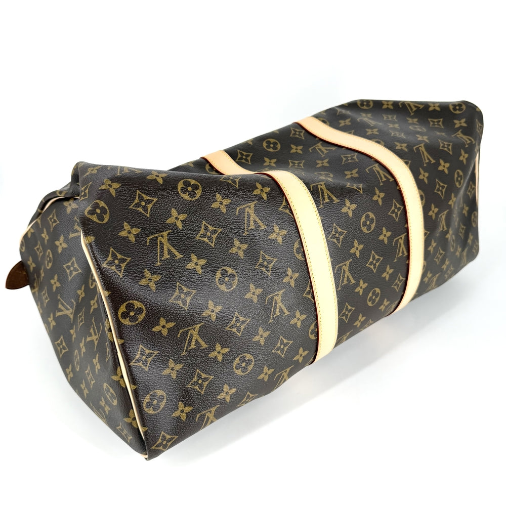 LOUIS VUITTON ルイヴィトン ボストンバッグ モノグラム キーポル50 M41426 PVCコーティングキャンバス ブラウン 茶 ゴールド金具 メンズ【中古品】