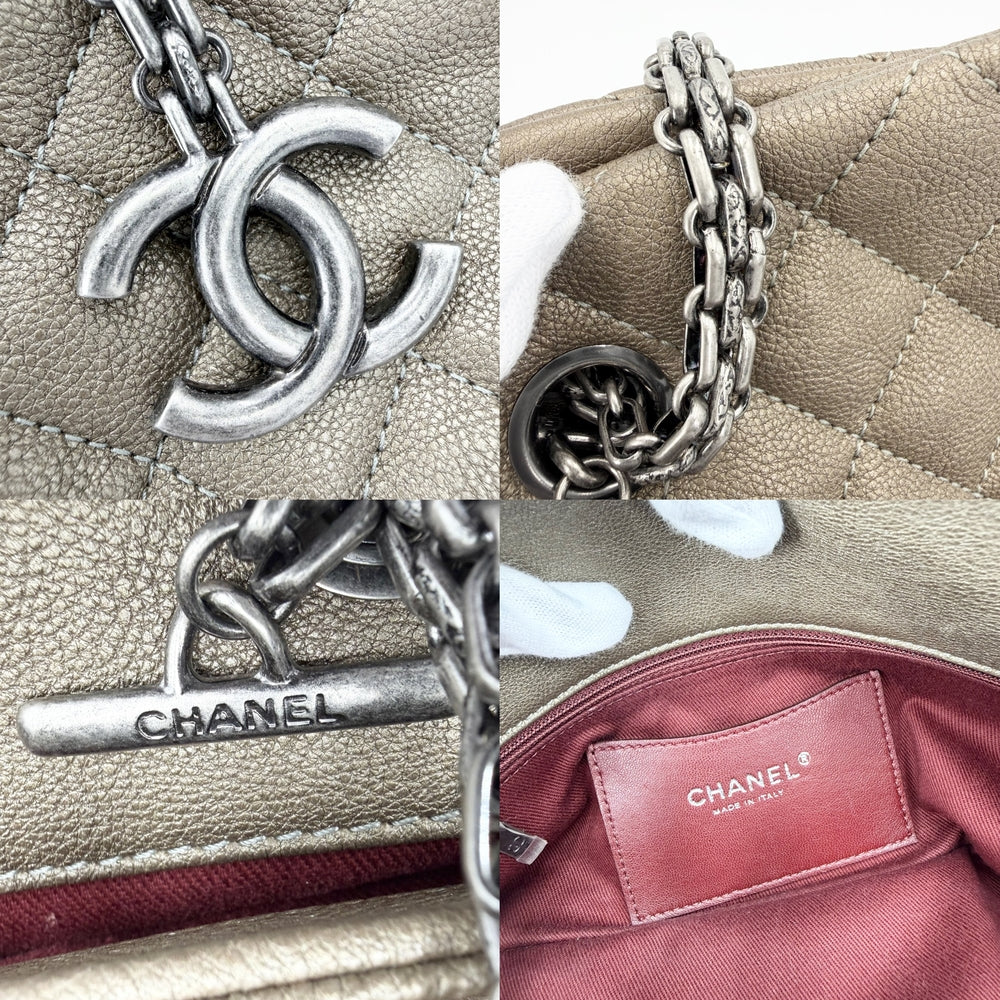 CHANEL シャネル ハンドバッグ マトラッセ マドモアゼル ボーリングバッグ メタリック レザー ブラウン系 シルバー金具 レディース【中古品】