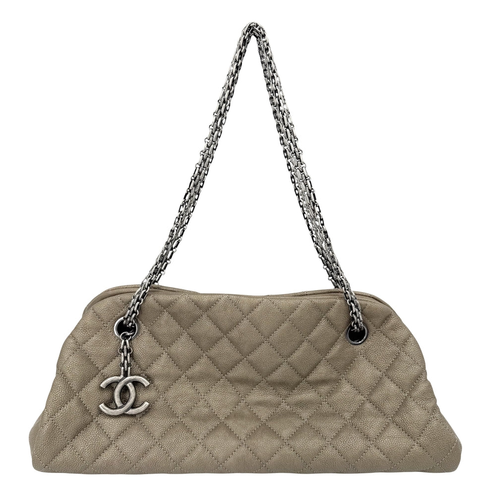 CHANEL シャネル ハンドバッグ マトラッセ マドモアゼル ボーリングバッグ メタリック レザー ブラウン系 シルバー金具 レディース【中古品】