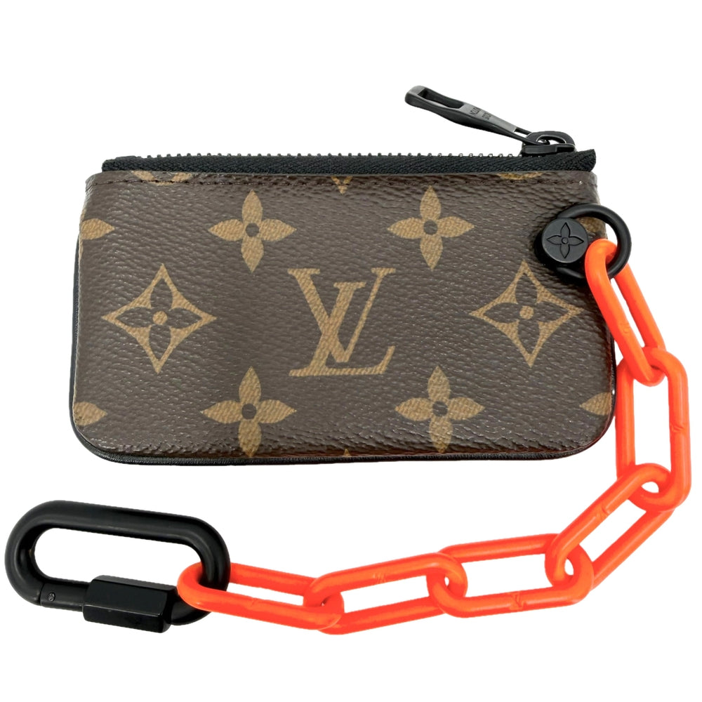 LOUIS VUITTON ルイヴィトン キーケース モノグラム ポシェット・クレ ソーラーレイ コインケース 小銭入れ M44487 PVCコーティングキャンバス ブラウン 茶 オレンジ ブラック金具 メンズ【中古品】
