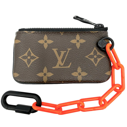 LOUIS VUITTON ルイヴィトン キーケース モノグラム ポシェット・クレ ソーラーレイ コインケース 小銭入れ M44487 PVCコーティングキャンバス ブラウン 茶 オレンジ ブラック金具 メンズ【中古品】