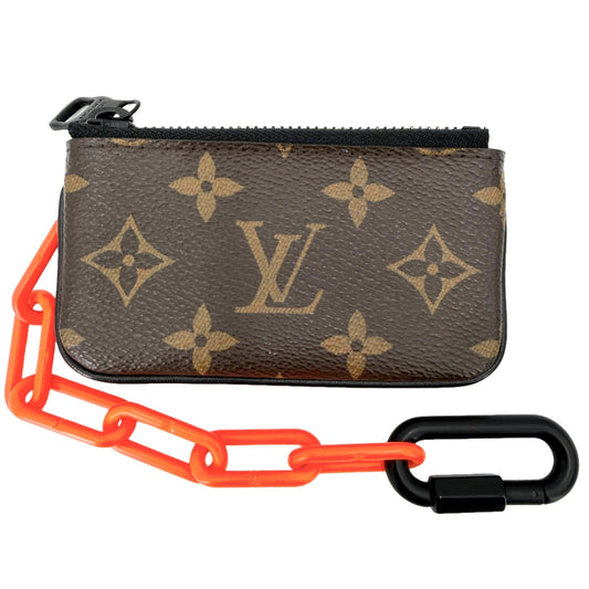 LOUIS VUITTON ルイヴィトン キーケース モノグラム ポシェット・クレ ソーラーレイ コインケース 小銭入れ M44487 PVCコーティングキャンバス ブラウン 茶 オレンジ ブラック金具 メンズ【中古品】