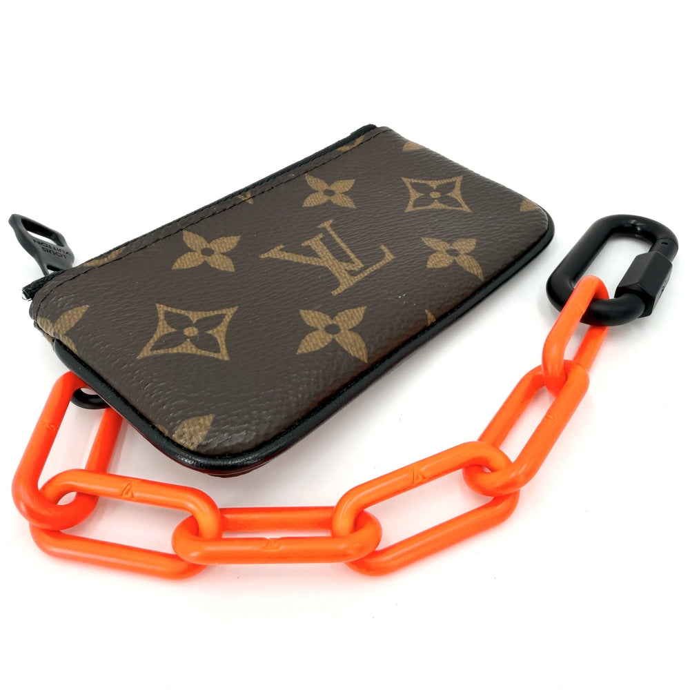 LOUIS VUITTON ルイヴィトン キーケース モノグラム ポシェット・クレ ソーラーレイ コインケース 小銭入れ M44487 PVCコーティングキャンバス ブラウン 茶 オレンジ ブラック金具 メンズ【中古品】