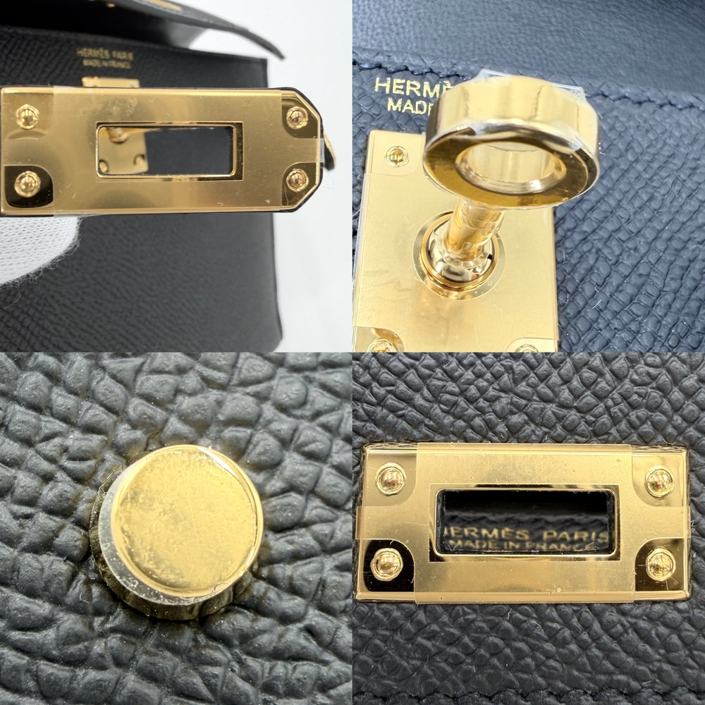 HERMES エルメス 2WAY ミニケリー2 ショルダーバッグ ハンドバッグ Mini Kelly 小さめ 外縫い G刻印 レザー ブラック 黒 ゴールド金具 レディース 2026年【中古品】