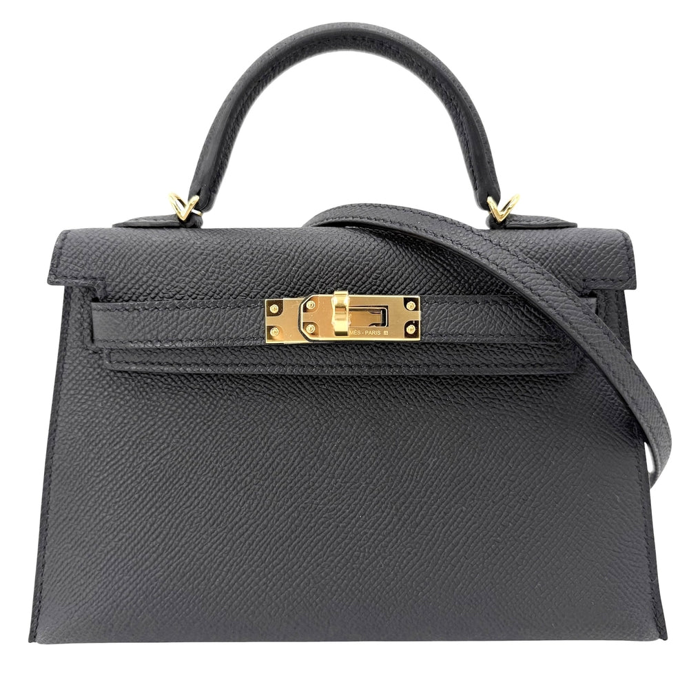 HERMES エルメス 2WAY ミニケリー2 ショルダーバッグ ハンドバッグ Mini Kelly 小さめ 外縫い G刻印 レザー ブラック 黒 ゴールド金具 レディース 2026年【中古品】