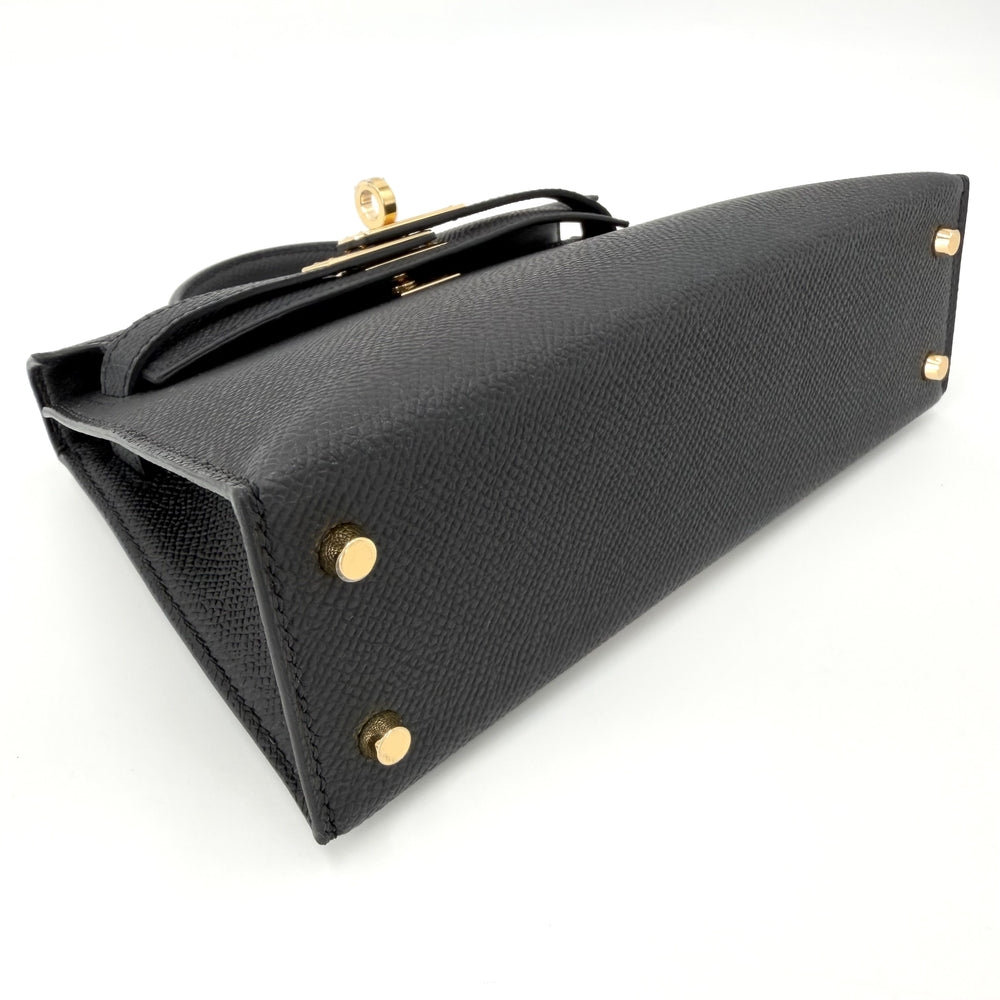 HERMES エルメス 2WAY ミニケリー2 ショルダーバッグ ハンドバッグ Mini Kelly 小さめ 外縫い G刻印 レザー ブラック 黒 ゴールド金具 レディース 2026年【中古品】