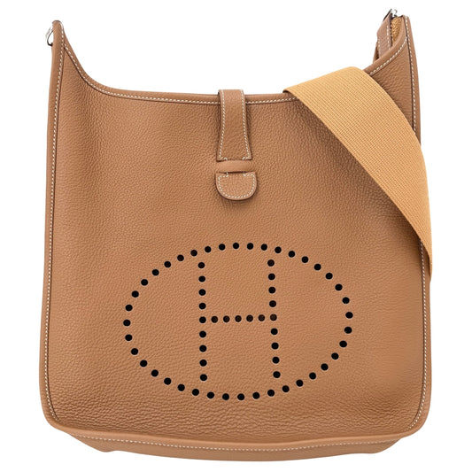 HERMES エルメス ショルダーバッグ エブリン2 GM Evelyne □I刻印 レザー ブラウン 茶 シルバー金具 レディース 2005年【中古品】