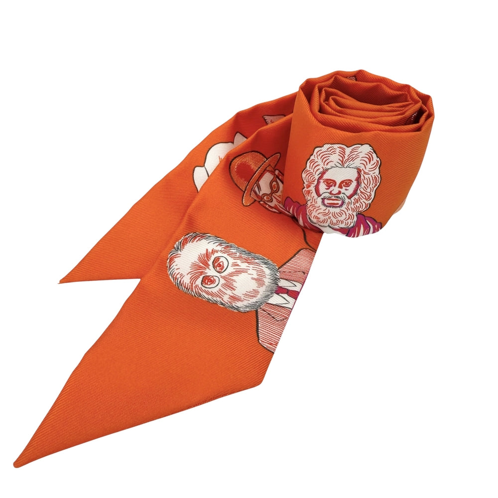 HERMES エルメス スカーフ ツイリー DRESS CODE ドレスコード Twilly ファッションアイテム シルク オレンジ ピンク レディース【中古品】
