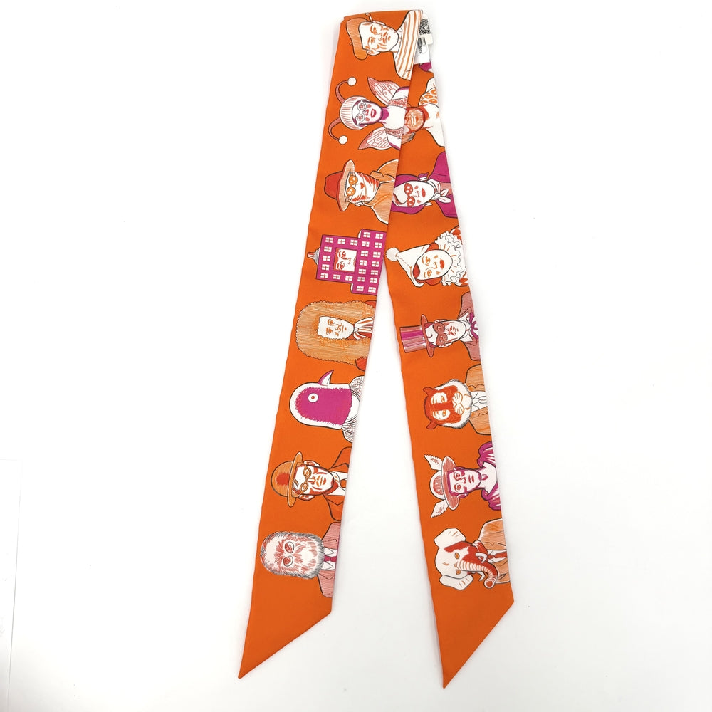 HERMES エルメス スカーフ ツイリー DRESS CODE ドレスコード Twilly ファッションアイテム シルク オレンジ ピンク レディース【中古品】