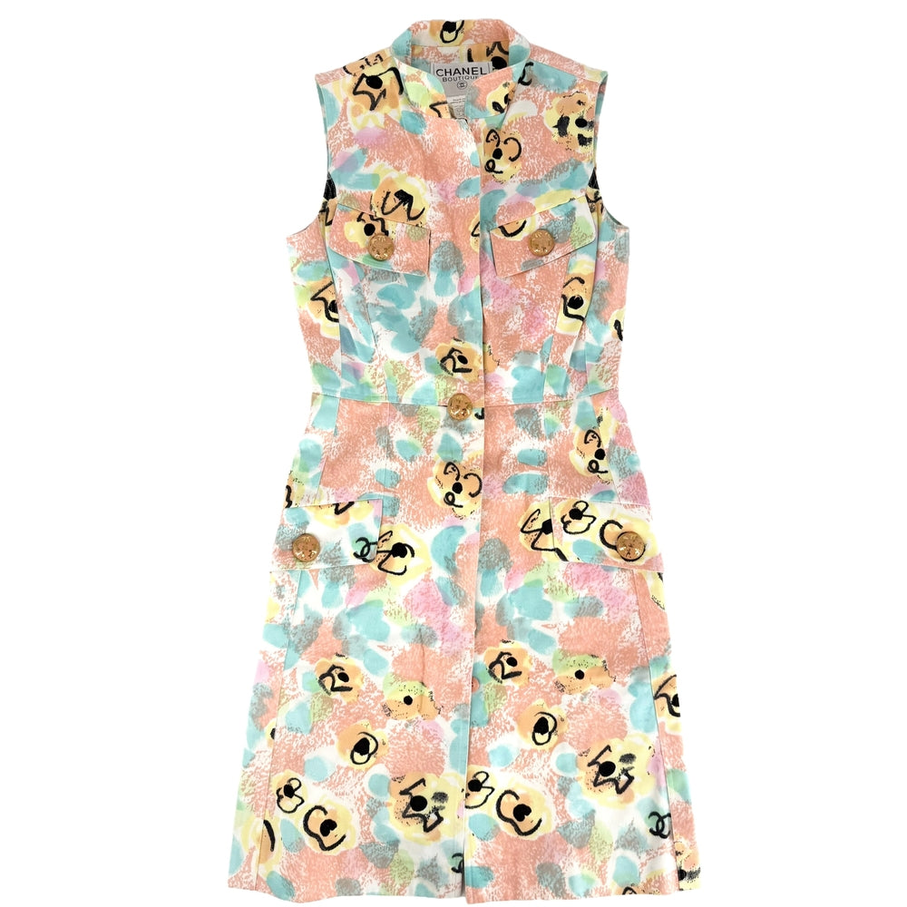 CHANEL シャネル ワンピース ノースリーブワンピース アパレル 服 ヴィンテージ 36 マルチカラー 春 夏 コットン レディース【中古品】
