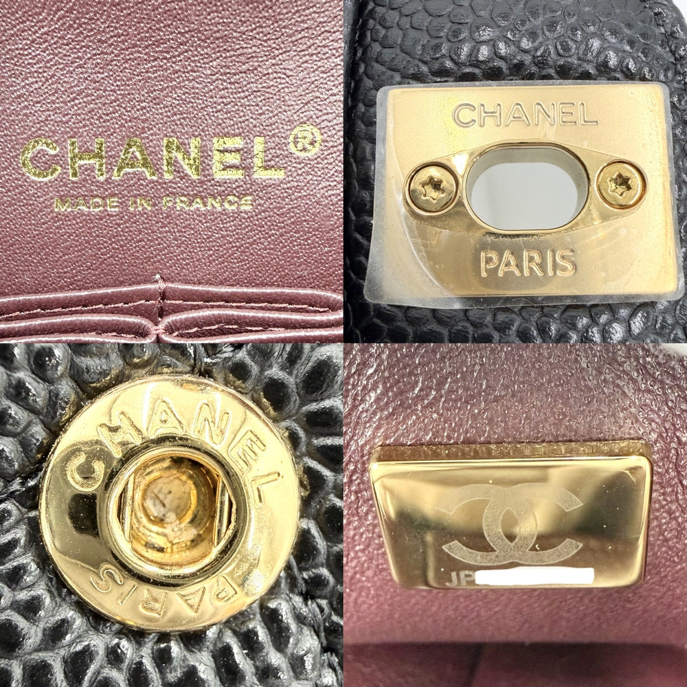 CHANEL シャネル ショルダーバッグ マトラッセ25 ダブルチェーン ココマーク ダブルフラップ キャビアスキン ブラック 黒 ゴールド金具 レディース【中古品】