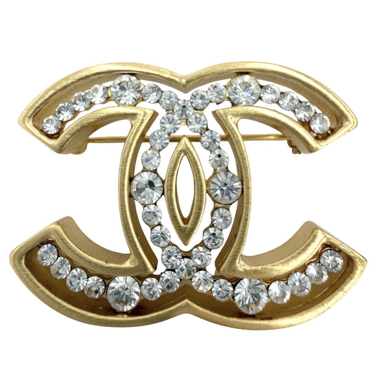 CHANEL シャネル ブローチ ココマーク アクセサリー ヴィンテージ GP ラインストーン 02A ゴールド レディース 約12.8g 2002年【中古品】