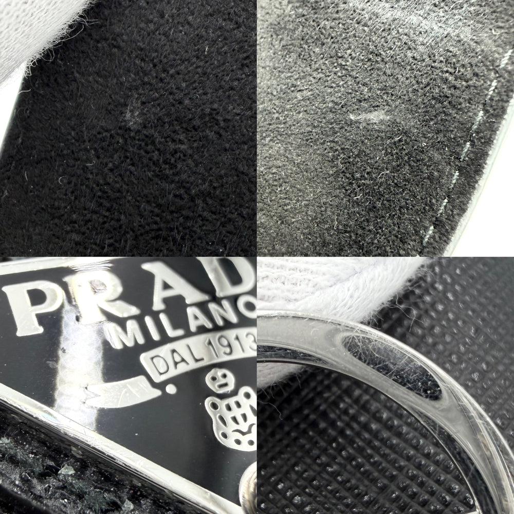 PRADA プラダ ポーチ イヤホンケース 小物 レザー ブラック 黒 シルバー金具 ユニセックス【中古品】