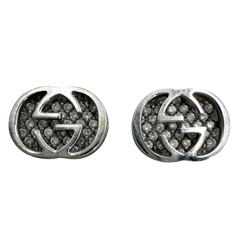 GUCCI グッチ ピアス インターロッキングG アクセサリー ジュエリー 18金WG Au750 K18ホワイトゴールド ダイヤモンド レディース 約4.1g【中古品】