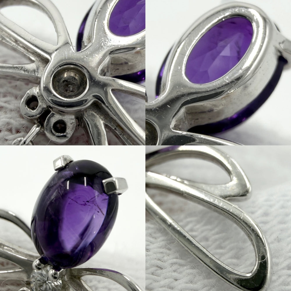 Chaumet ショーメ ネックレス アトラップモワ アクセサリー 18金WG 750 K18ホワイトゴールド ダイヤモンド シルバー パープル 紫
 レディース 約9.0g【中古品】