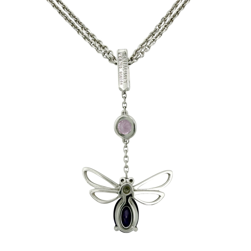 Chaumet ショーメ ネックレス アトラップモワ アクセサリー 18金WG 750 K18ホワイトゴールド ダイヤモンド シルバー パープル 紫
 レディース 約9.0g【中古品】