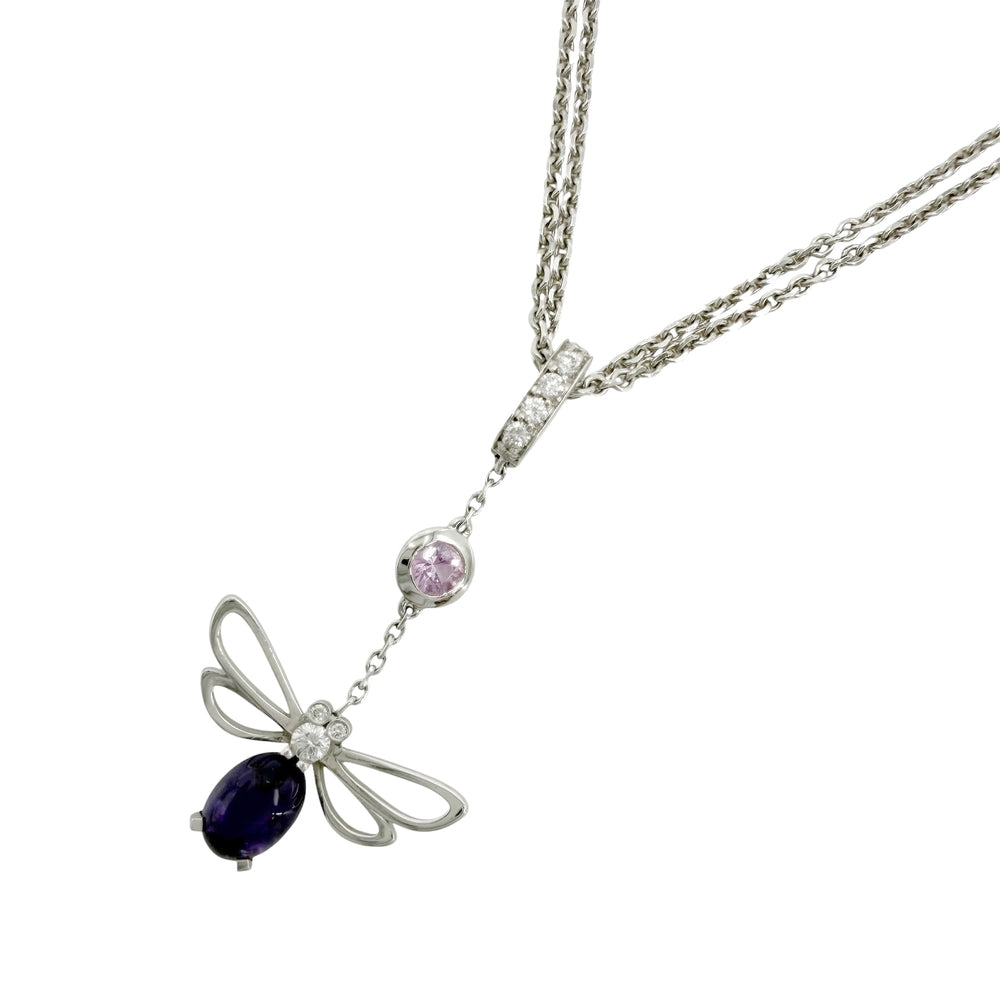 Chaumet ショーメ ネックレス アトラップモワ アクセサリー 18金WG 750 K18ホワイトゴールド ダイヤモンド シルバー パープル 紫
 レディース 約9.0g【中古品】