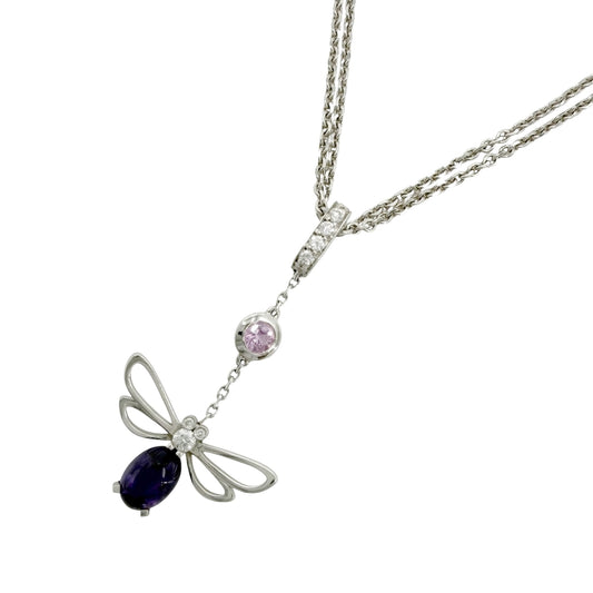 Chaumet ショーメ ネックレス アトラップモワ アクセサリー 18金WG 750 K18ホワイトゴールド ダイヤモンド シルバー パープル 紫
 レディース 約9.0g【中古品】
