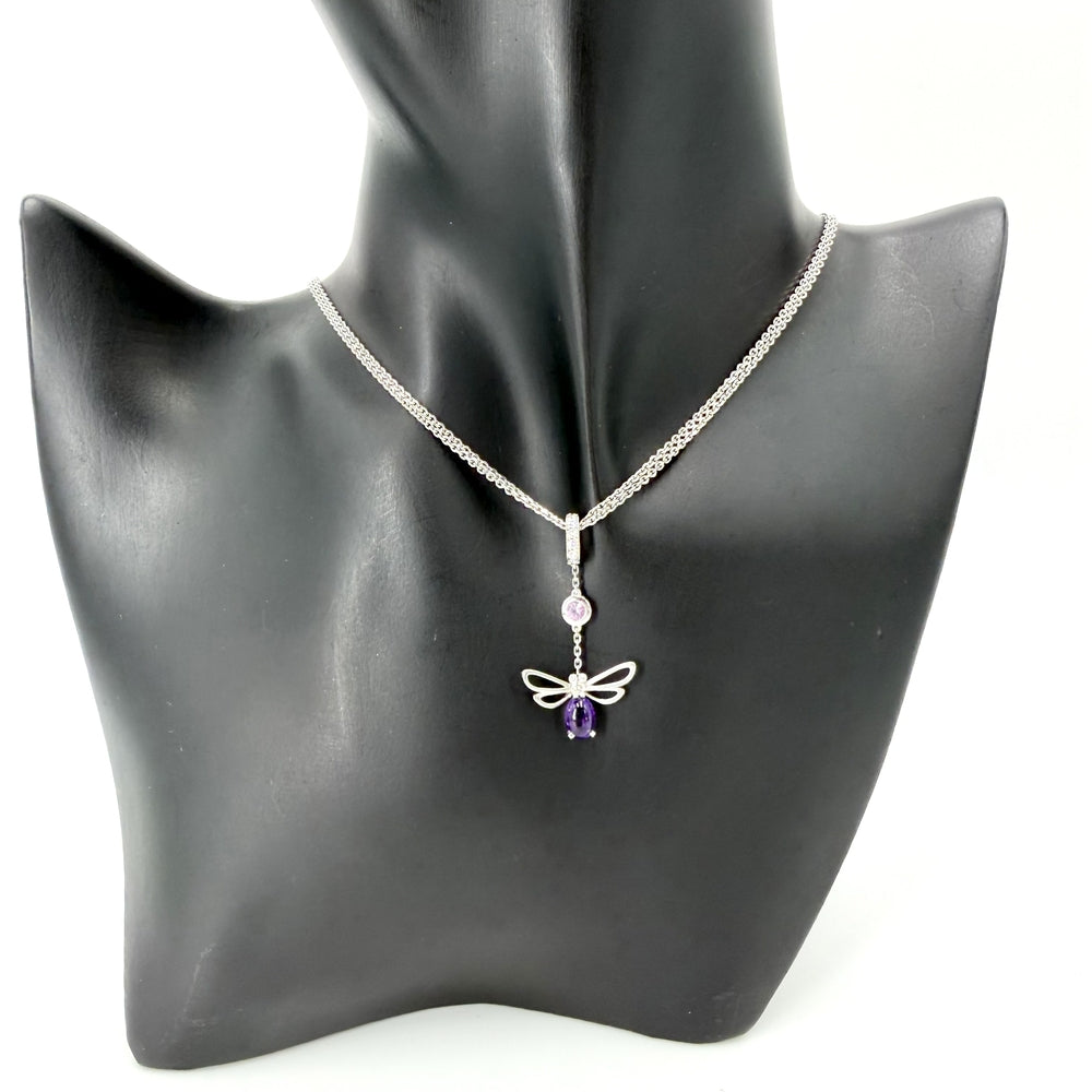 Chaumet ショーメ ネックレス アトラップモワ アクセサリー 18金WG 750 K18ホワイトゴールド ダイヤモンド シルバー パープル 紫
 レディース 約9.0g【中古品】