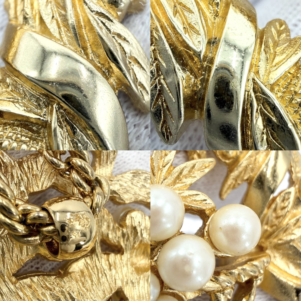 Dior ディオール ネックレス リース アクセサリー メタル フェイクパール ゴールド レディース 約73.5g【中古品】