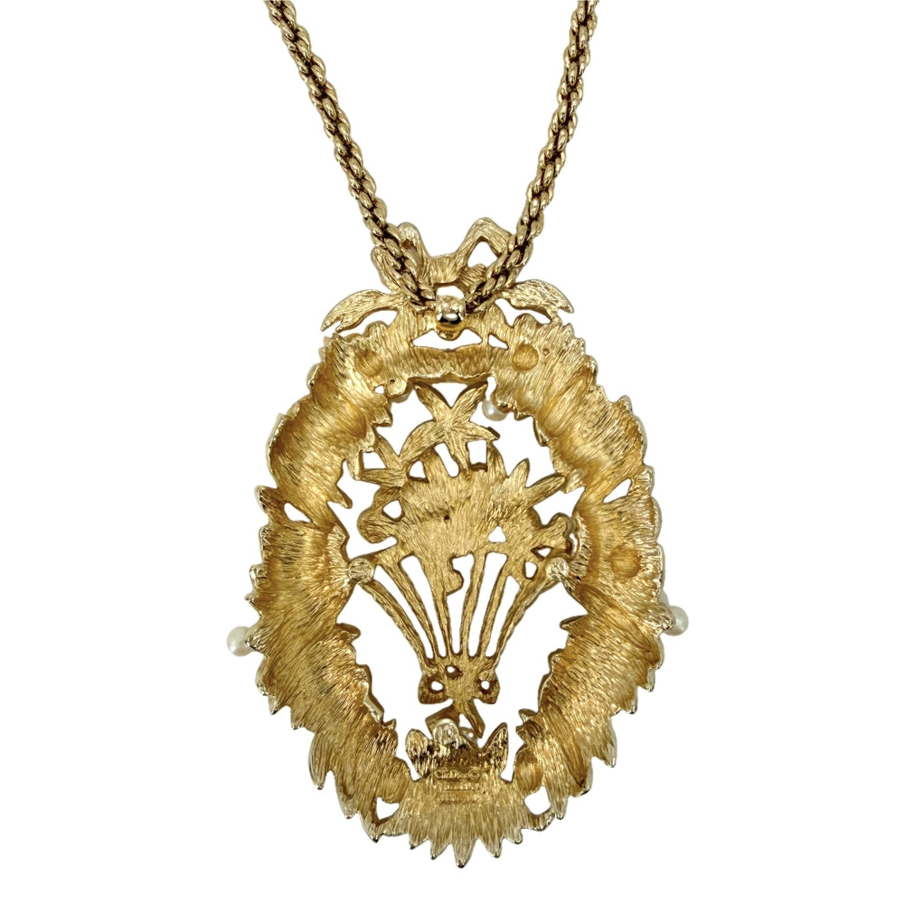 Dior ディオール ネックレス リース アクセサリー メタル フェイクパール ゴールド レディース 約73.5g【中古品】