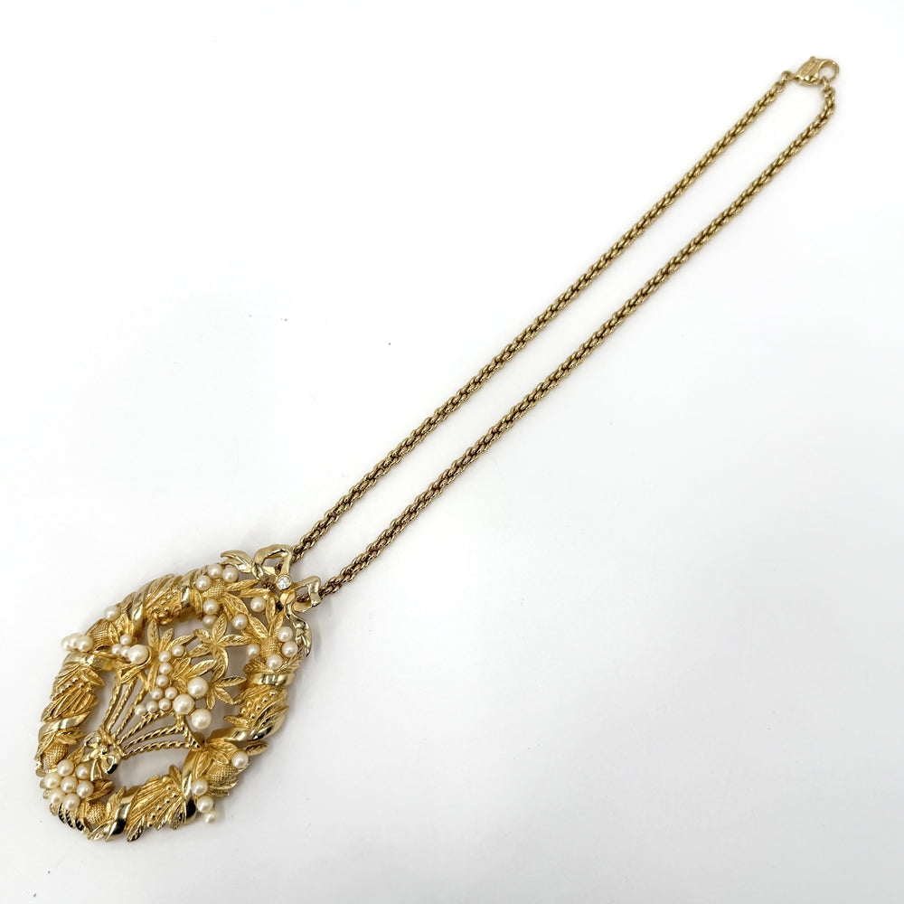 Dior ディオール ネックレス リース アクセサリー メタル フェイクパール ゴールド レディース 約73.5g【中古品】