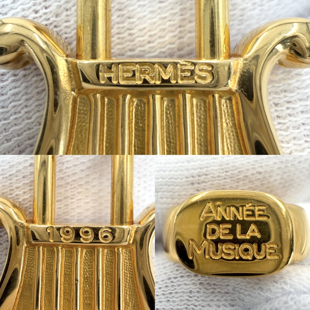 HERMES エルメス 小物 ハープ ANNEE DE LA MUSIQUE カデナ チャーム メンズ レディース ゴールド ユニセックス 約18.5g【中古品】