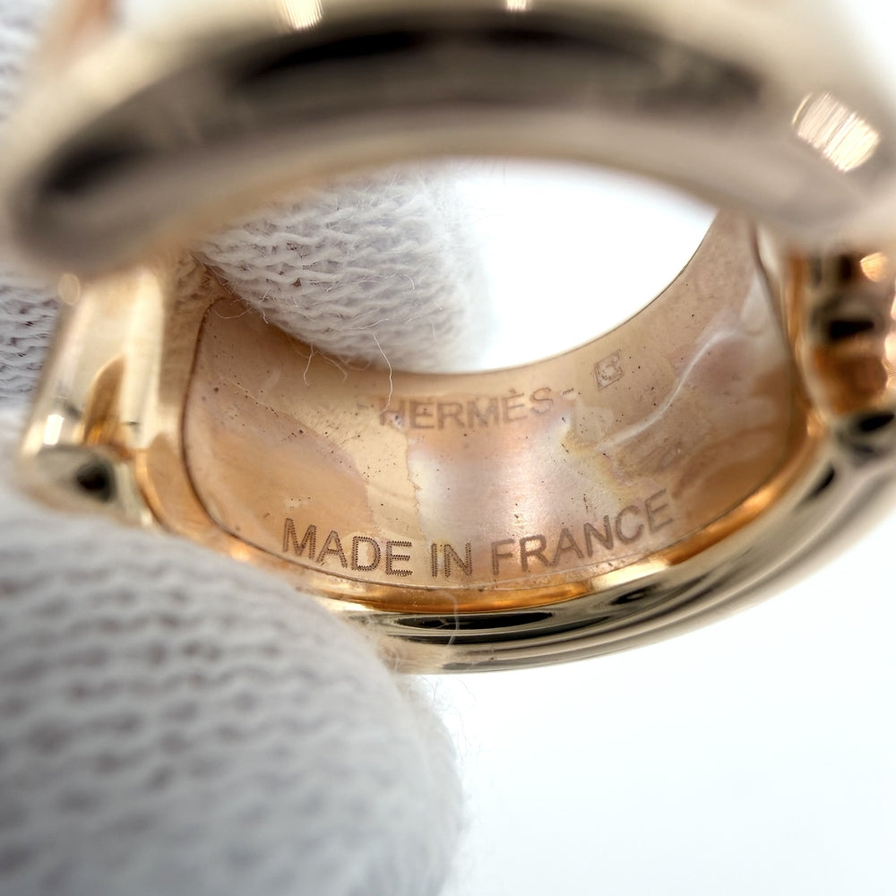 HERMES エルメス イヤリング オランプPM イヤーカフ Olympe アクセサリー レザー メッキ ホワイト 白 ゴールド レディース 約3.9g【中古品】