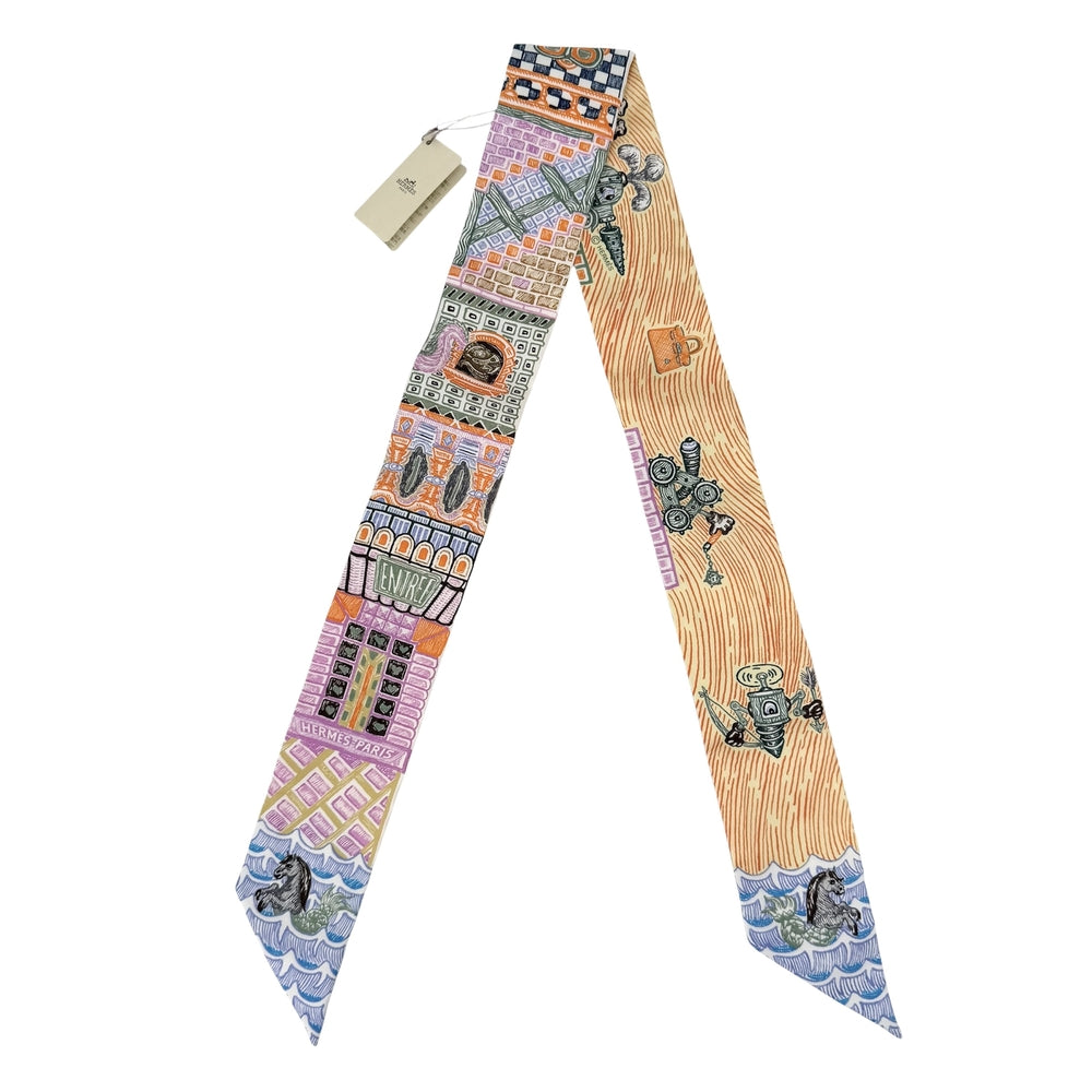 HERMES エルメス スカーフ ツイリー SUPER SILK QUEST スーパー シルク クエスト Twilly ファッションアイテム シルク マルチカラー レディース【中古品】