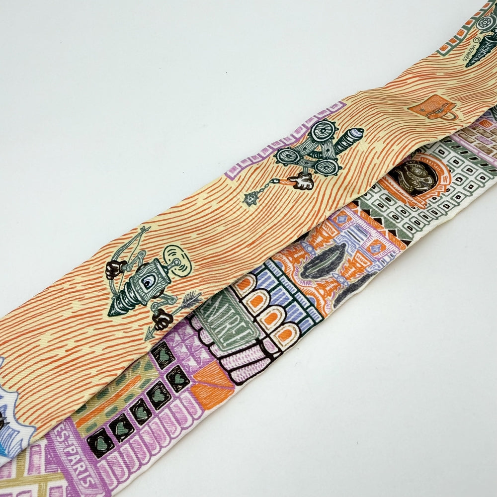 HERMES エルメス スカーフ ツイリー SUPER SILK QUEST スーパー シルク クエスト Twilly ファッションアイテム シルク マルチカラー レディース【中古品】