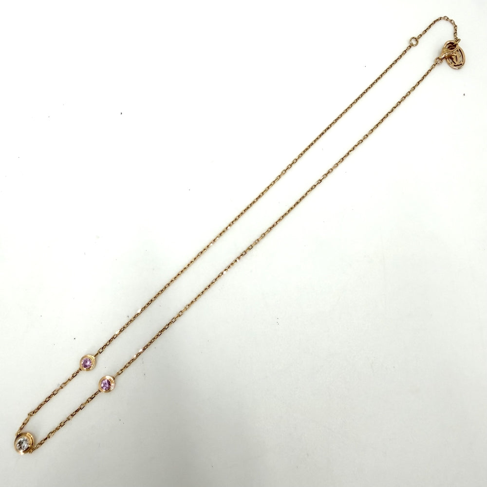 CARTIER カルティエ ネックレス ディアマンレジェ 3P ジュエリー アクセサリー Au750 18金PG K18ピンクゴールド ダイヤモンド レディース 約3.3g【中古品】