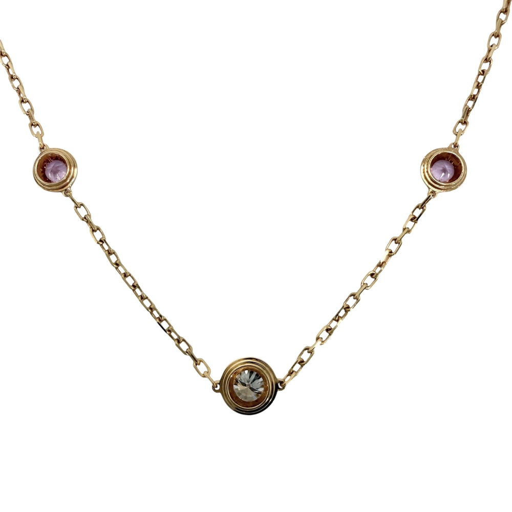 CARTIER カルティエ ネックレス ディアマンレジェ 3P ジュエリー アクセサリー Au750 18金PG K18ピンクゴールド ダイヤモンド レディース 約3.3g【中古品】