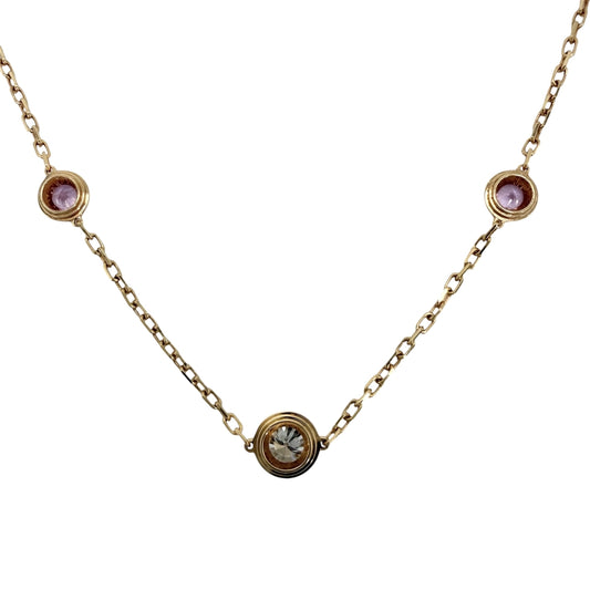 CARTIER カルティエ ネックレス ディアマンレジェ 3P ジュエリー アクセサリー Au750 18金PG K18ピンクゴールド ダイヤモンド レディース 約3.3g【中古品】
