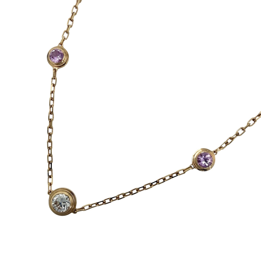 CARTIER カルティエ ネックレス ディアマンレジェ 3P ジュエリー アクセサリー Au750 18金PG K18ピンクゴールド ダイヤモンド レディース 約3.3g【中古品】