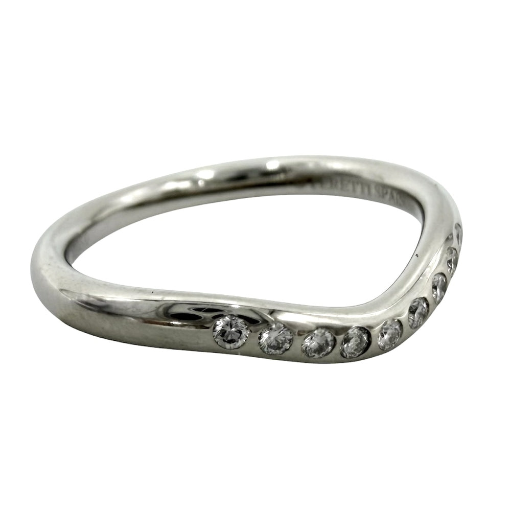 TIFFANY&Co. ティファニー 指輪 カーブドバンドリング エルサ・ペレッティ ジュエリー アクセサリー Pt950プラチナ ダイヤモンド 約5号 レディース 約2.9g【中古品】
