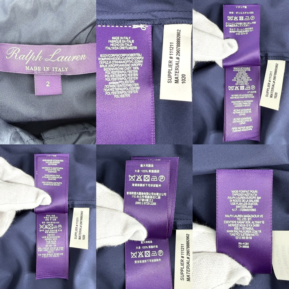 【秋物特集】 RALPH LAUREN ラルフローレン ワンピース シンプル ジャケット 服 アパレル ネイビー 紺 春 秋 ポリエステル レディース【中古品】