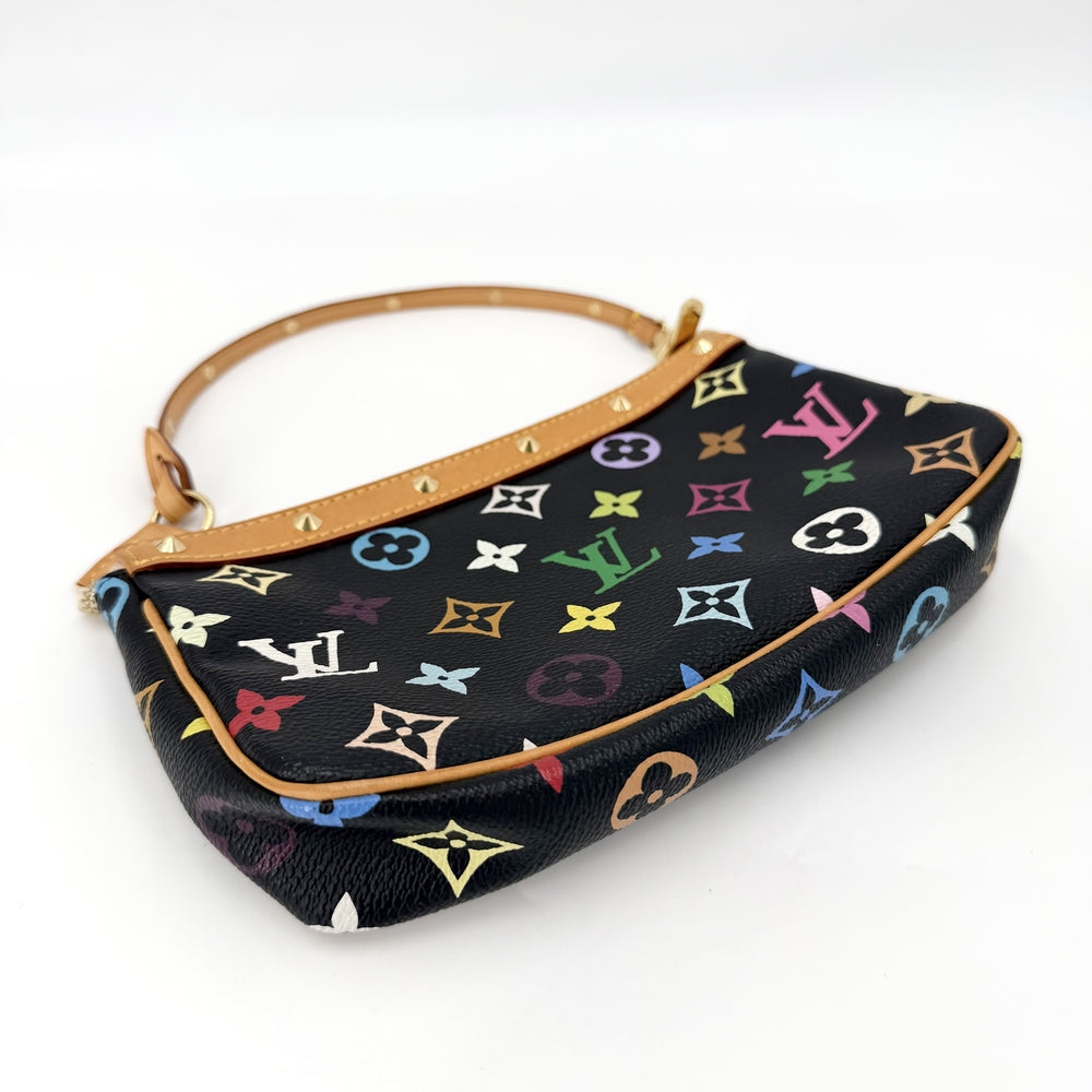 LOUIS VUITTON ルイヴィトン ハンドバッグ ポシェットアクセソワール アクセサリーポーチ ブラック 黒 M92648 モノグラムマルチカラー ノワール マルチカラー ゴールド金具 レディース【中古品】