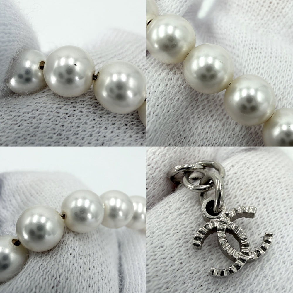 CHANEL シャネル ネックレス ココマーク チョーカー フェイクパール B25C ホワイト 白 シルバー金具 レディース 約23.6g 2025年【中古品】