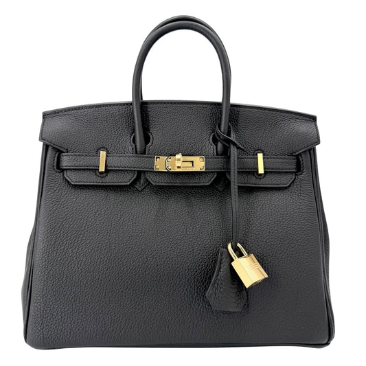 HERMES エルメス ハンドバッグ バーキン25 内縫い G刻印 トゴ ブラック系 ゴールド金具 レディース 2026年【中古品】