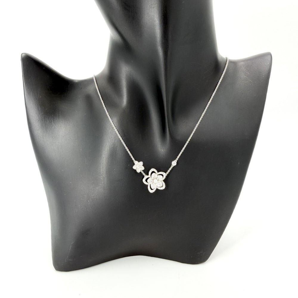 GRAFF グラフ ネックレス ワイルドフラワー ダブル ダイヤモンド ジュエリー アクセサリー 18金WG Au750 K18ホワイトゴールド ダイヤモンド レディース 約5.6g【中古品】