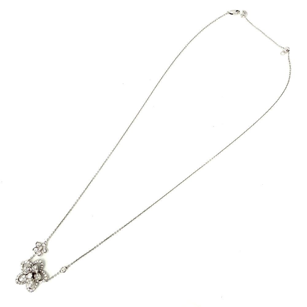 GRAFF グラフ ネックレス ワイルドフラワー ダブル ダイヤモンド ジュエリー アクセサリー 18金WG Au750 K18ホワイトゴールド ダイヤモンド レディース 約5.6g【中古品】