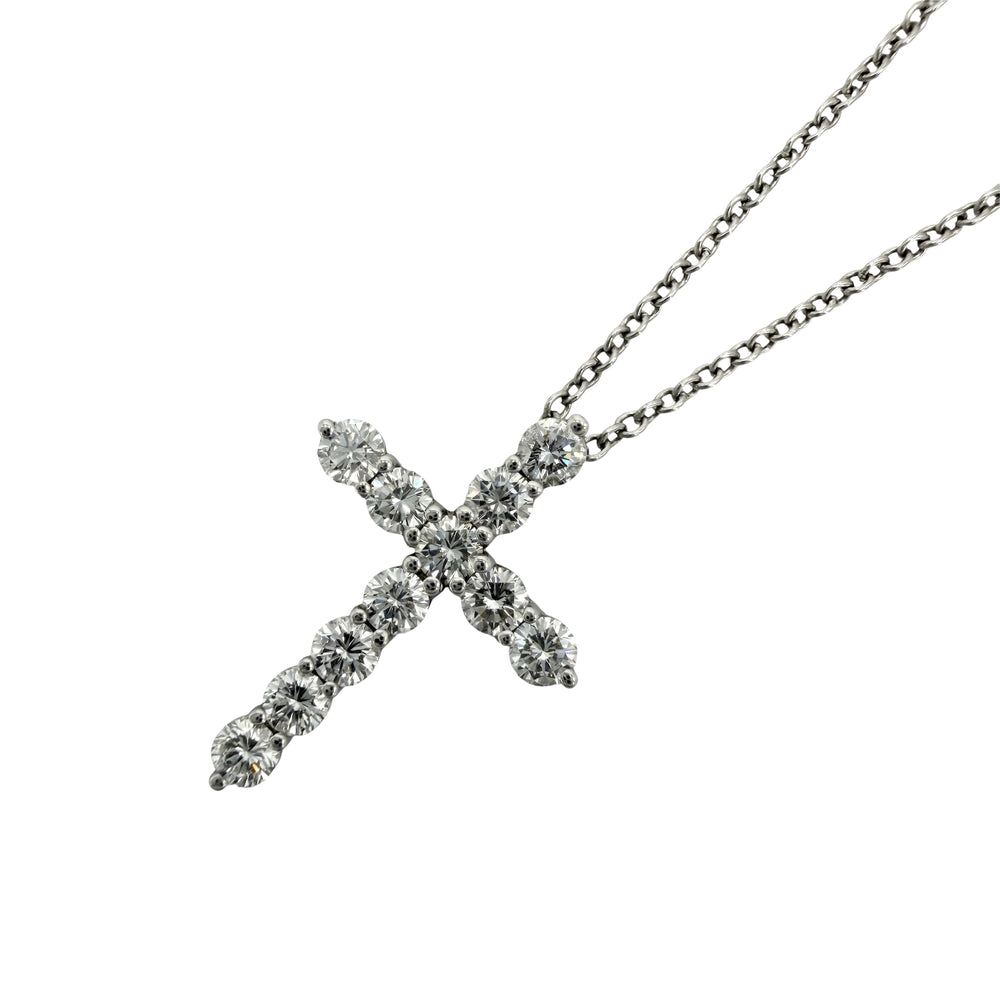 TIFFANY&Co. ティファニー ネックレス クロスペンダント スモール アクセサリー ジュエリー Pt950プラチナ ダイヤモンド レディース 約3.6g【中古品】