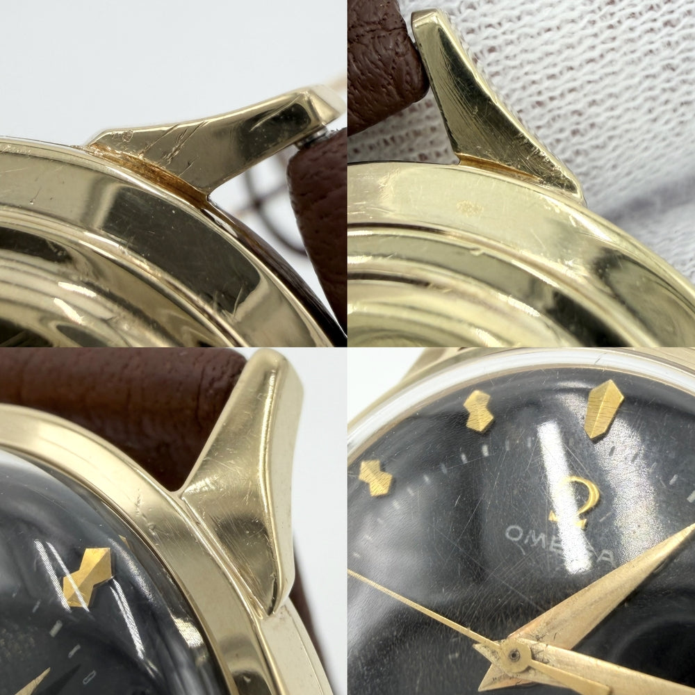 OMEGA オメガ 腕時計 MT 14金 750 PX6553 C48618 手巻き レザー K14ゴールド ブラウン 茶 メンズ【中古品】