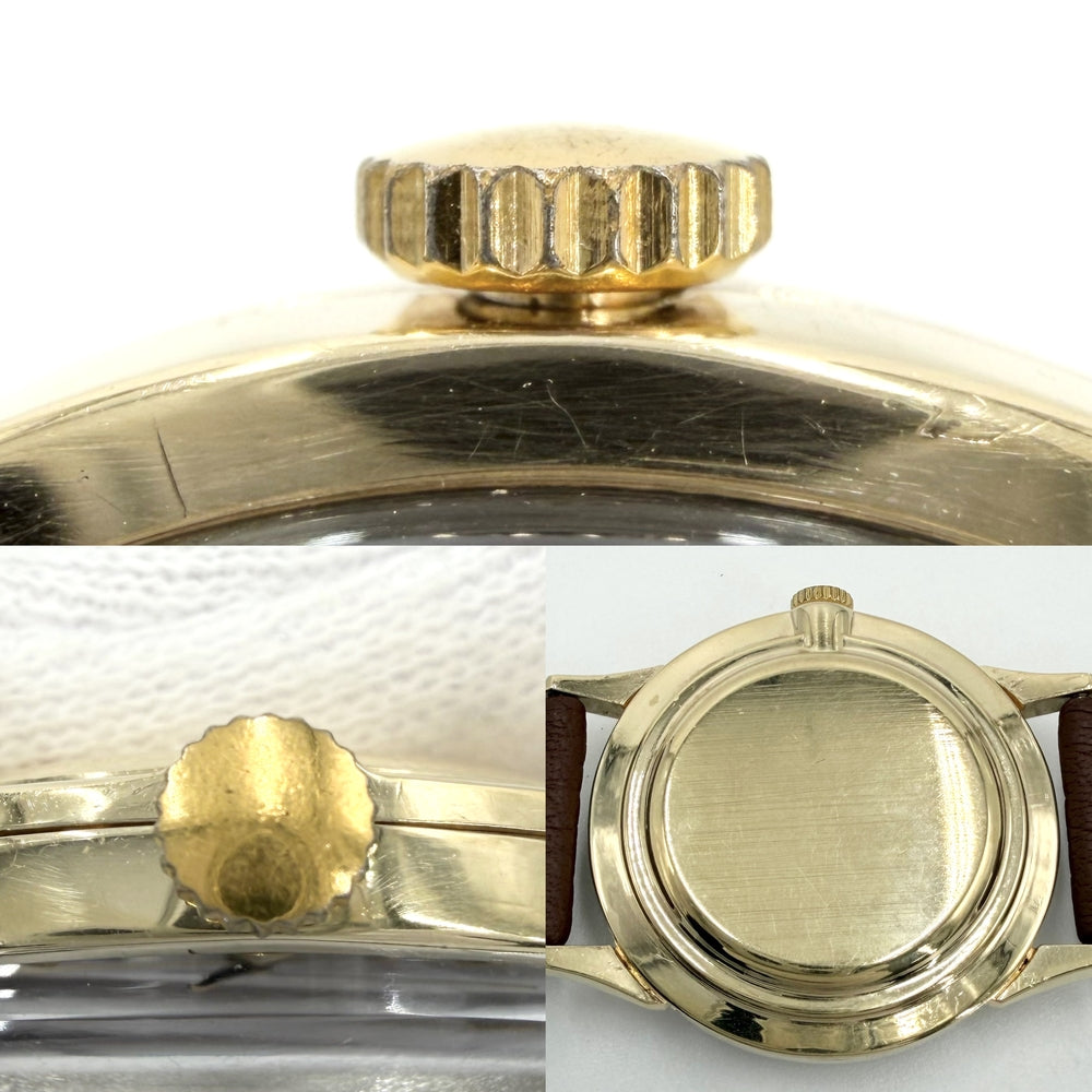 OMEGA オメガ 腕時計 MT 14金 750 PX6553 C48618 手巻き レザー K14ゴールド ブラウン 茶 メンズ【中古品】