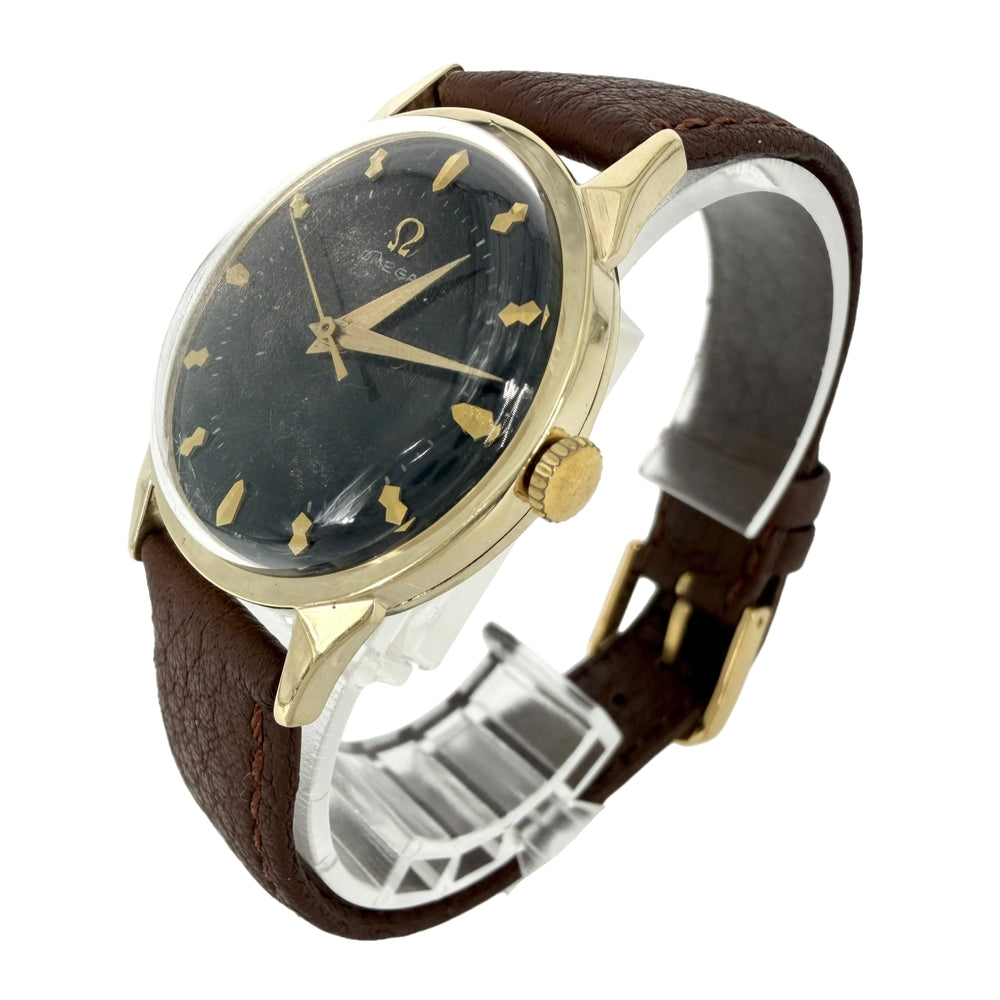 OMEGA オメガ 腕時計 MT 14金 750 PX6553 C48618 手巻き レザー K14ゴールド ブラウン 茶 メンズ【中古品】