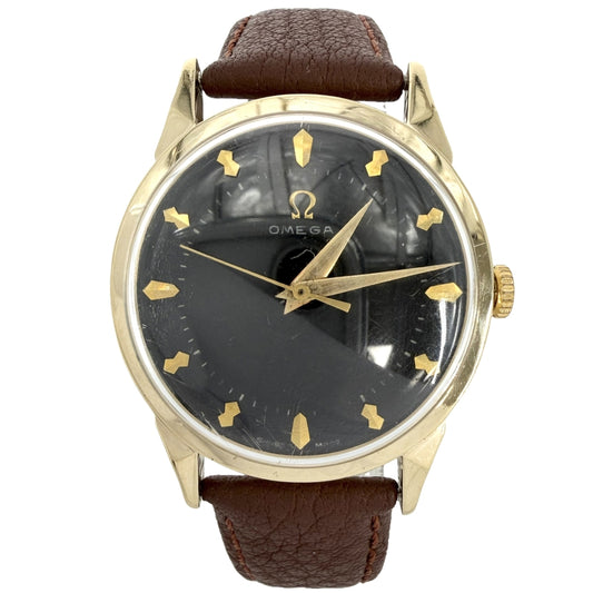 OMEGA オメガ 腕時計 MT 14金 750 PX6553 C48618 手巻き レザー K14ゴールド ブラウン 茶 メンズ【中古品】